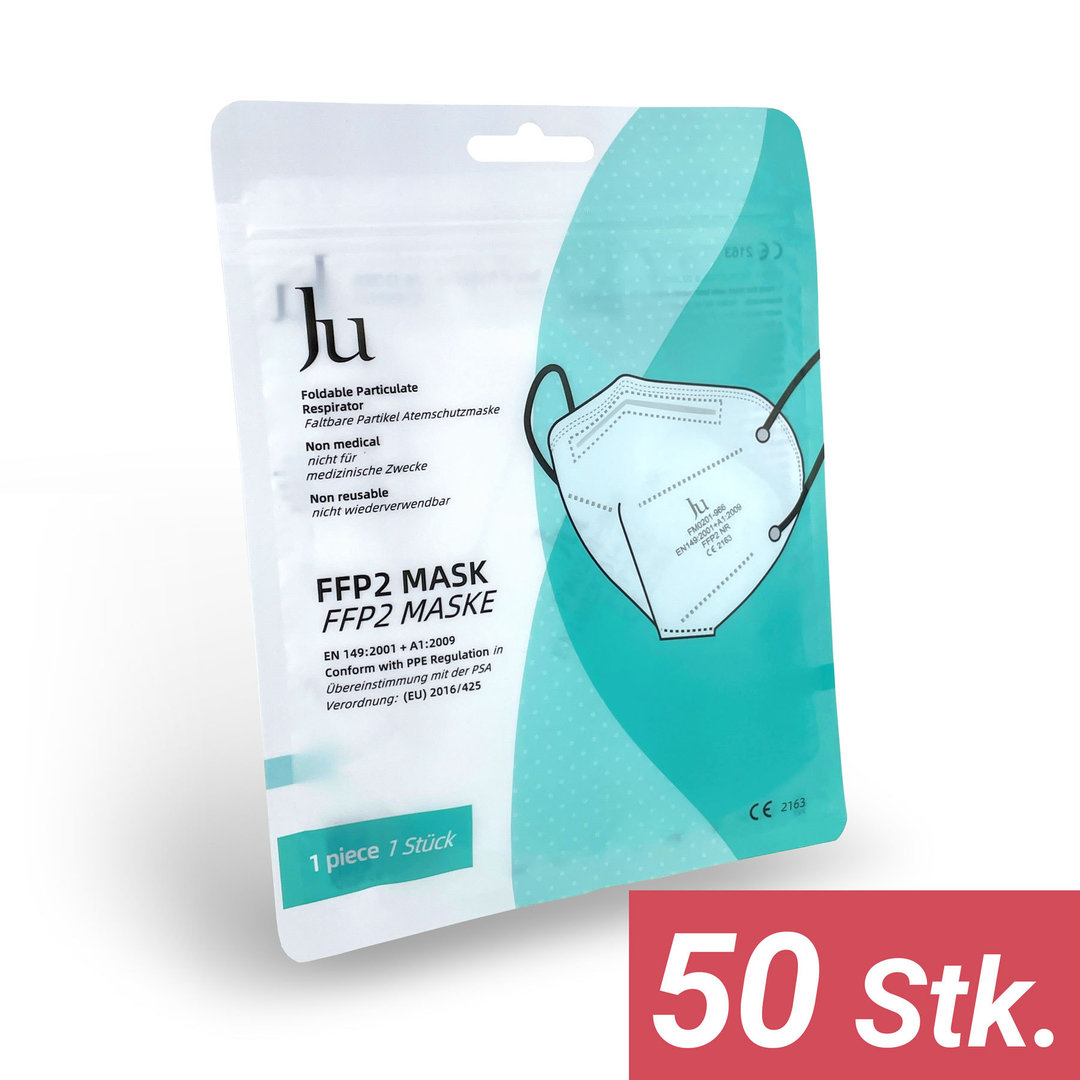 FFP2 Maske Ju™ | 50 Atemschutzmasken in Spenderbox - PREISE AUF ANFRAGE